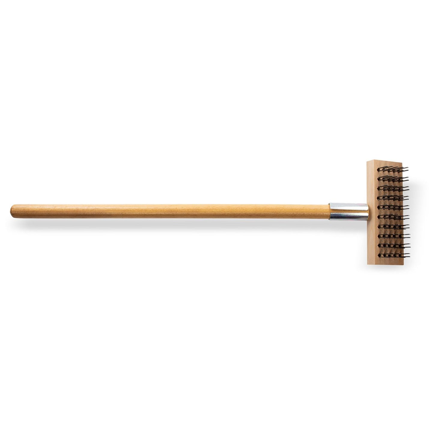 Carlisle Sparta Broiler Master Grill Brush and Scraper with Handle, Metal Bristles, 30", Natural Wood Handle (36372500)