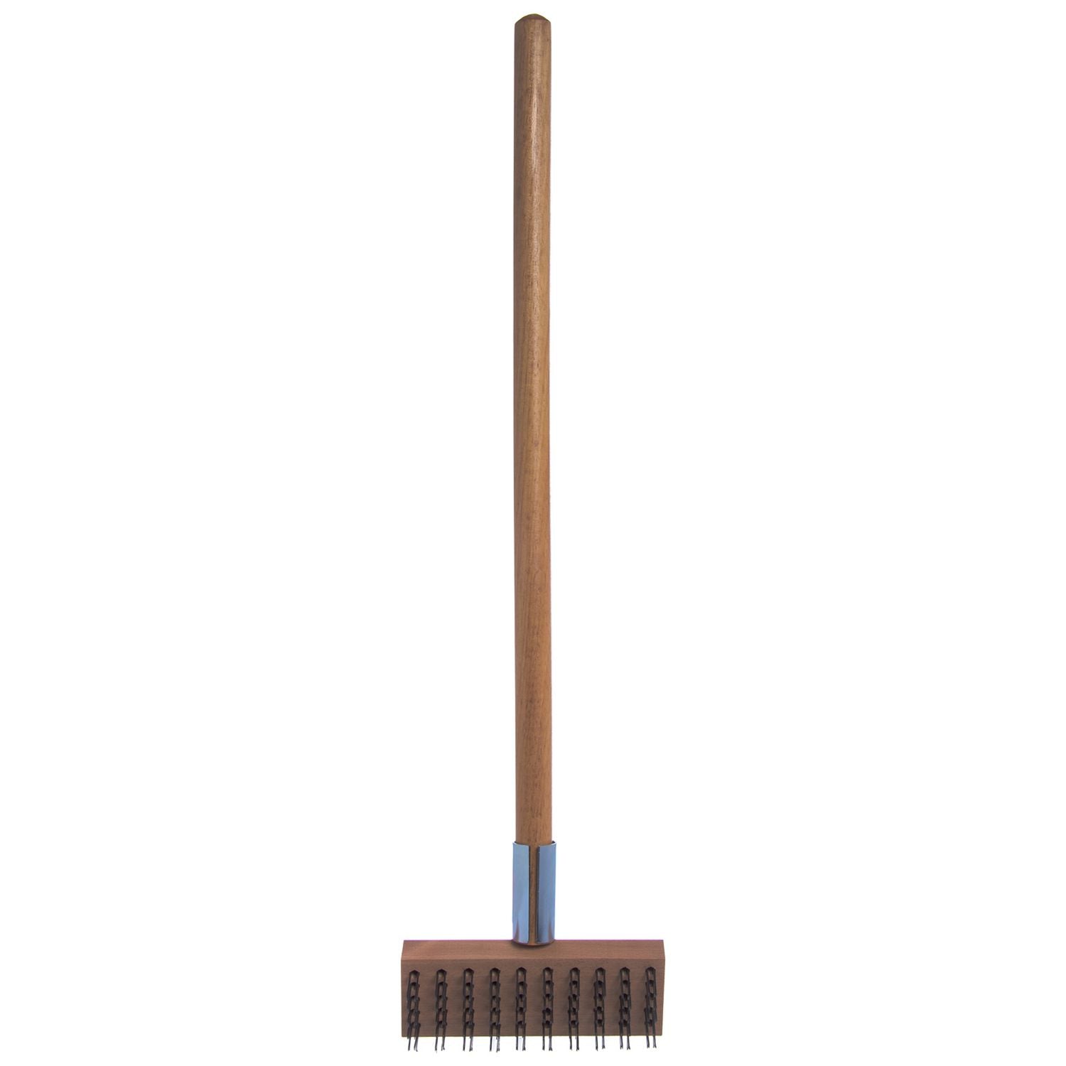 Carlisle Sparta Broiler Master Grill Brush and Scraper with Handle, Metal Bristles, 30", Natural Wood Handle (36372500)