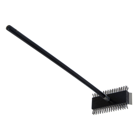 Carlisle Sparta Broiler Master Grill Brush and Scraper with Handle, Metal Bristles, 30.5" Black Wood Handle (4029000)