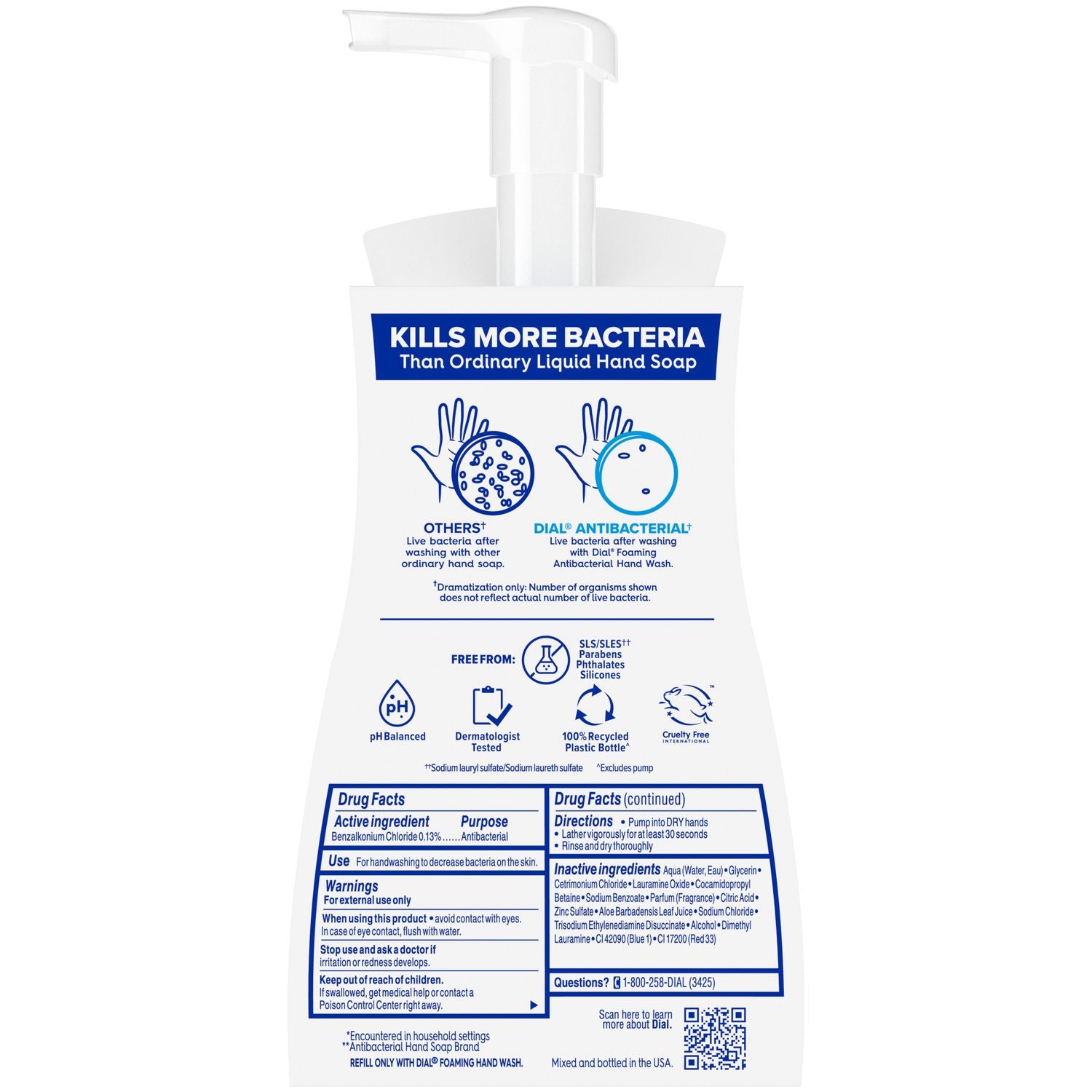 Dial Antibacterial Foaming Hand Wash, Spring Water Scent, 10 oz, 8/Carton (34739)