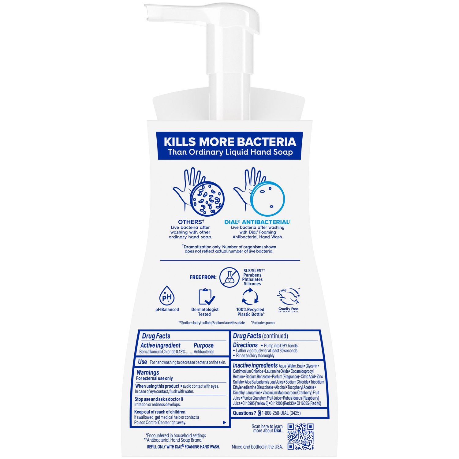 Dial Antibacterial Foaming Hand Wash, Power Berries Scent, 10 oz, 8/Carton (34727)
