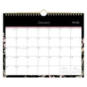 Blue Sky Neveah Monthly Wall Calendar, Floral Artwork, 11" x 8.75", White/Black/Pink Sheets, 12-Month (Jan to Dec): 2025 (139941)