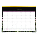 Blue Sky Neveah Monthly Desk Pad Calendar, Floral Artwork, 22" x 17", White/Black/Pink Sheets, Gold Headband, 12-Month (Jan-Dec): 2025 (148629)