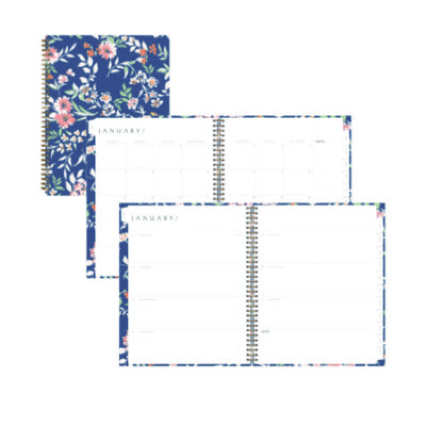 Blue Sky One Tree Planted Effie Weekly/Monthly Planner, Floral Artwork, 11" x 8.5", Blue/Peach/Green Cover, 12-Month (Jan-Dec): 2025 (138325)