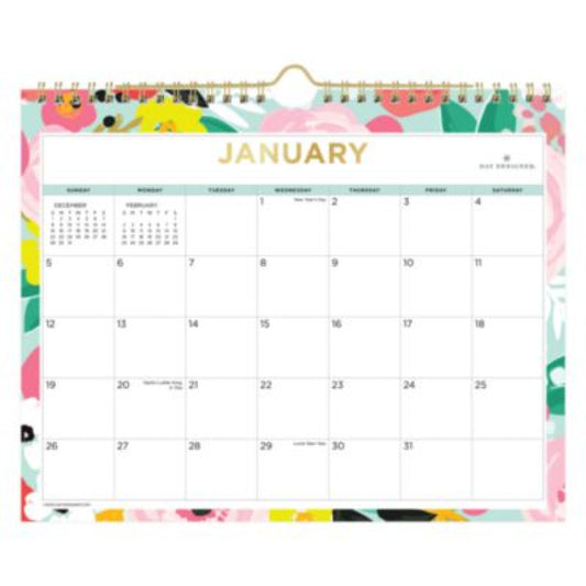 Blue Sky Day Designer Secret Garden Mint Monthly Wall Calendar, Floral Artwork, 11 x 8.75, Multicolor Sheets, 12-Month (Jan-Dec): 2025 (148632)