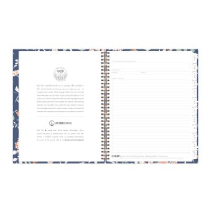 Blue Sky One Tree Planted Effie Weekly/Monthly Planner, Floral Artwork, 11" x 8.5", Blue/Peach/Green Cover, 12-Month (Jan-Dec): 2025 (138325)