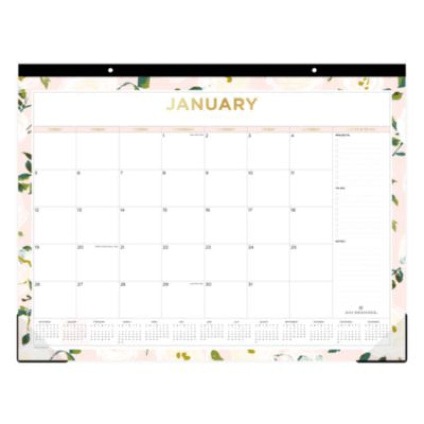 Blue Sky Day Designer Coming Up Roses Monthly Desk Pad Calendar, Floral Artwork, 22 x 17, Cream/Blush Sheets, 12-Month (Jan-Dec): 2025 (138198)