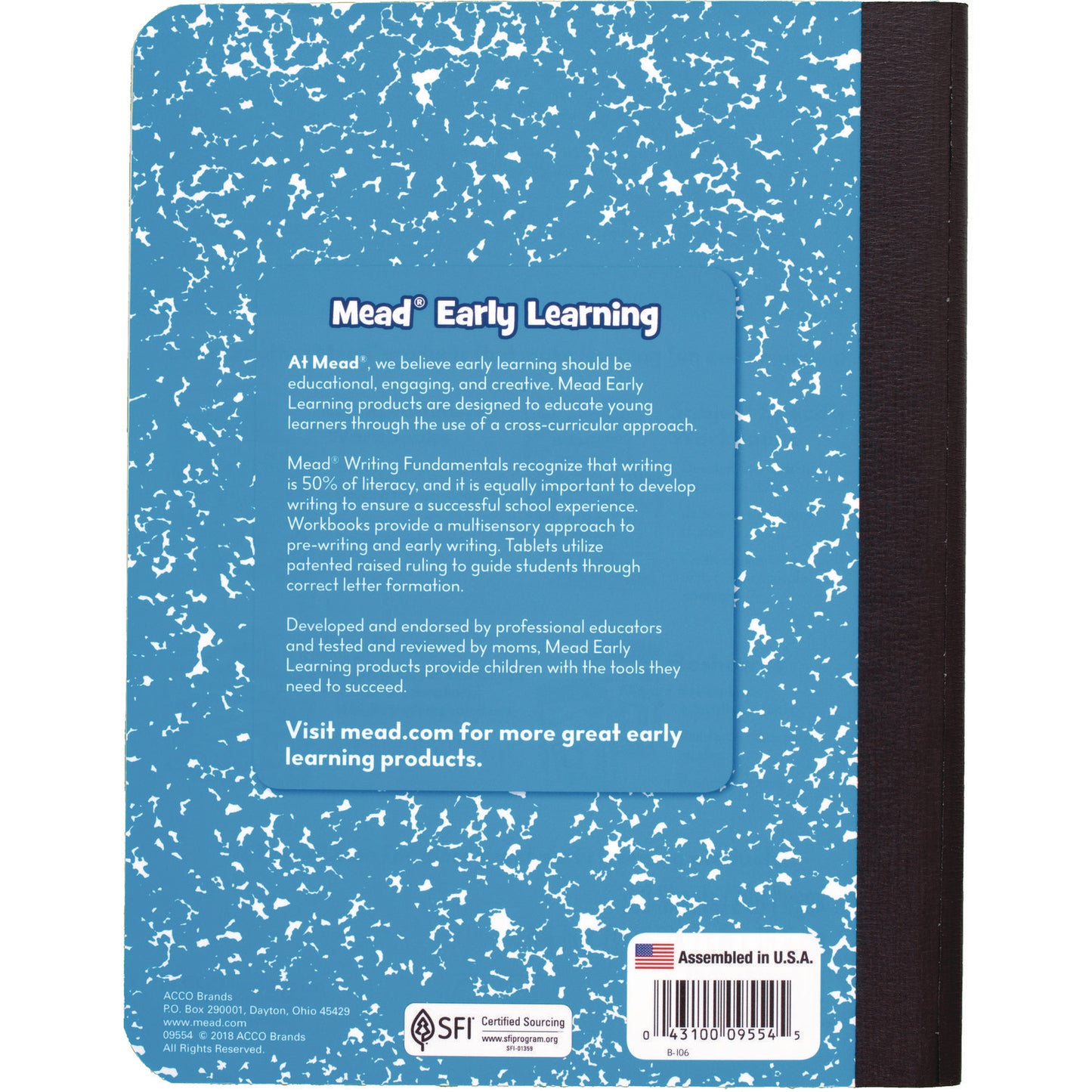 Mead Primary Journal Half Page Ruled, Blue Marble Cover, Primary Rule, (100) 9.75 x 7.5 Sheets (9554)