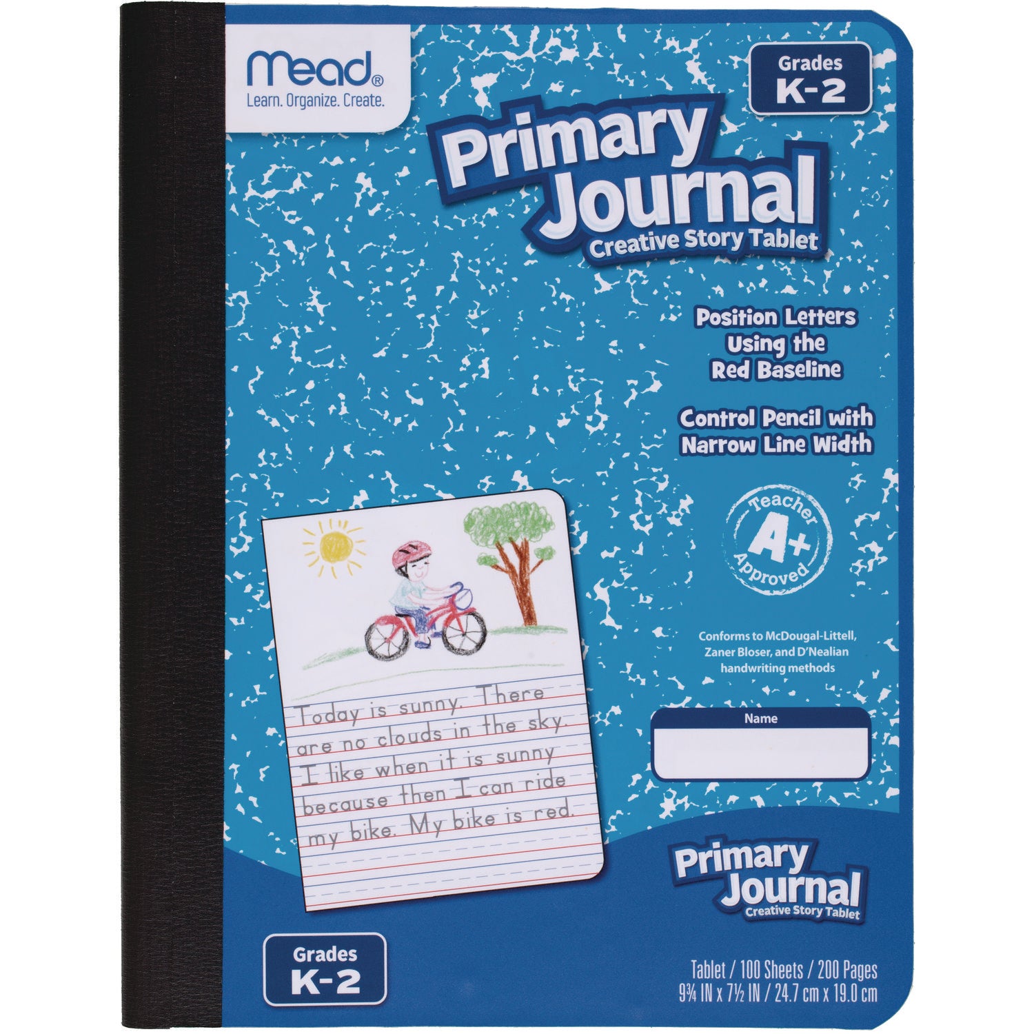 Mead Primary Journal Half Page Ruled, Blue Marble Cover, Primary Rule, (100) 9.75 x 7.5 Sheets (9554)