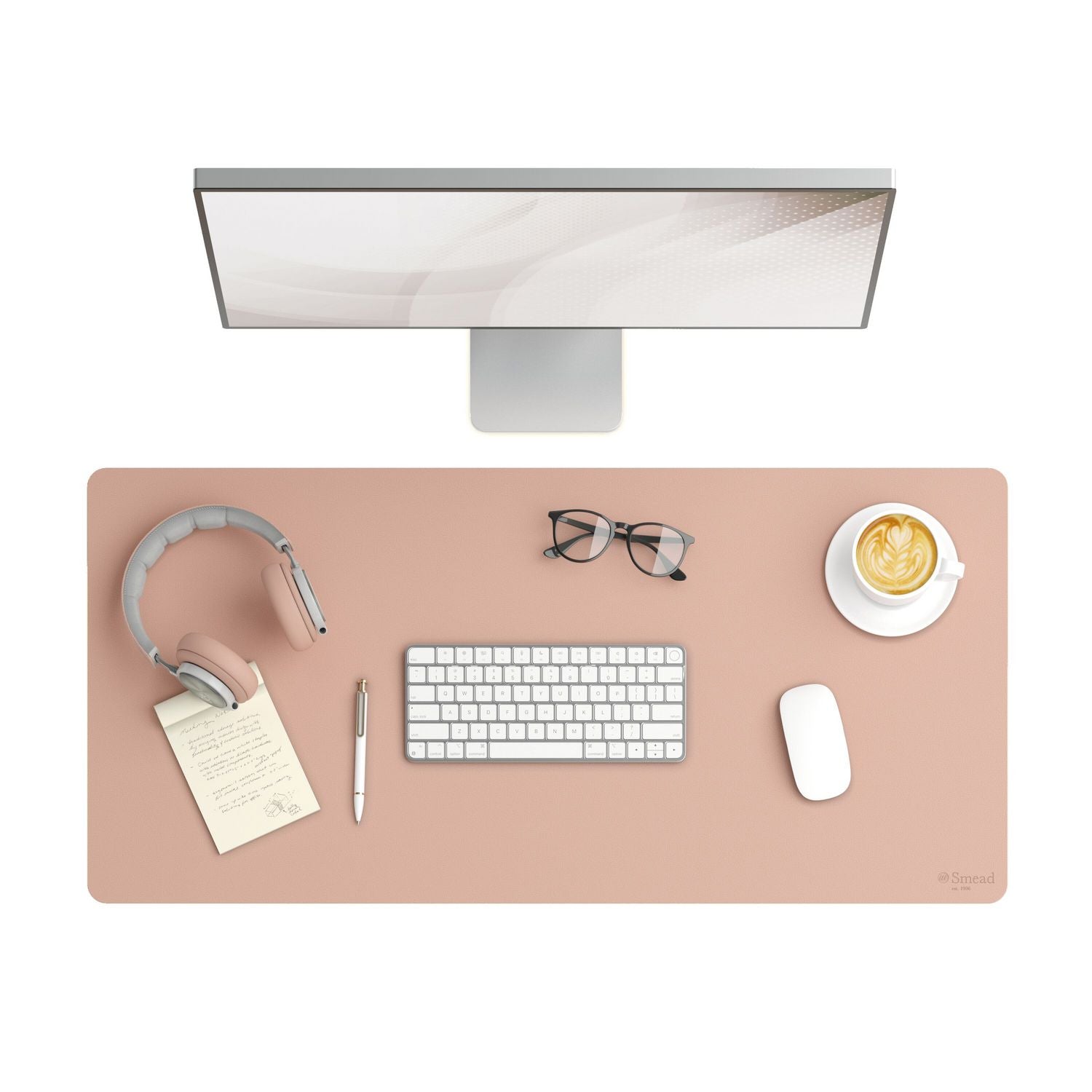 Smead Vegan Leather Desk Pads, 36 x 17, Light Pink (64829)