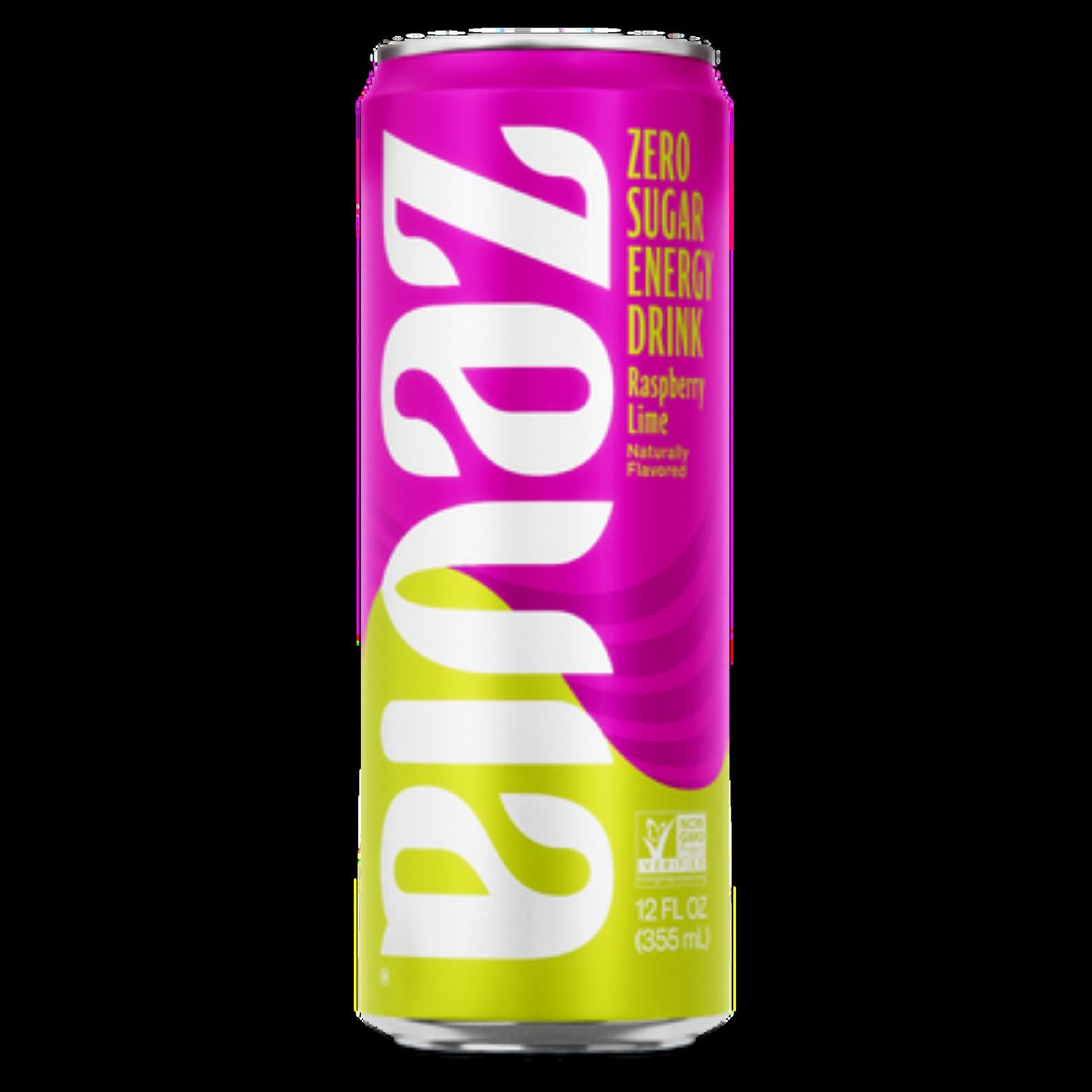 Zevia Zero Sugar Naturally Sweetened Energy Drink, Raspberry Lime, 12 oz Can, 12/Carton (0195212)