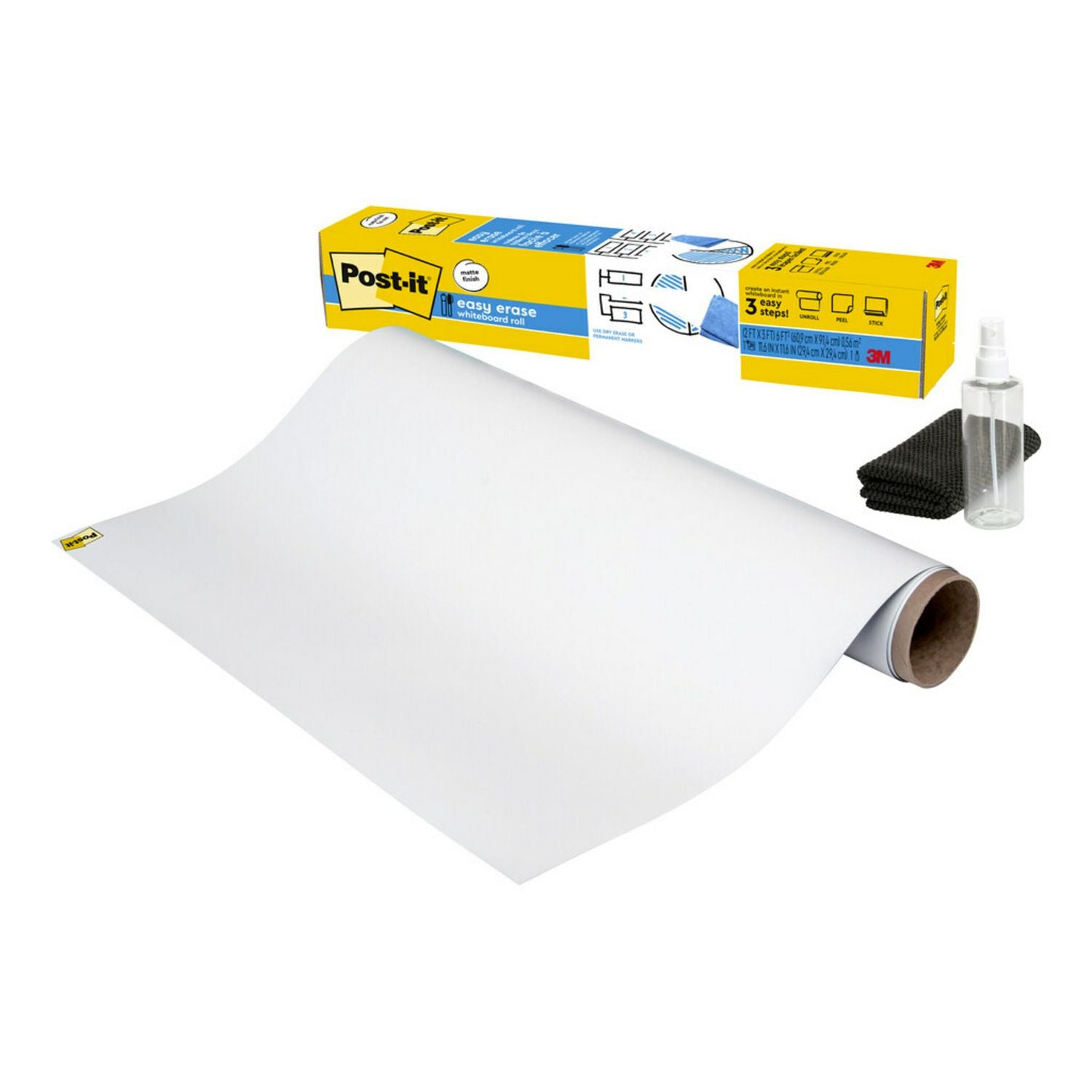 Post-it Easy Erase Permanent Marker Whiteboard Surface, 36 x 24, White Surface (EE3X2)