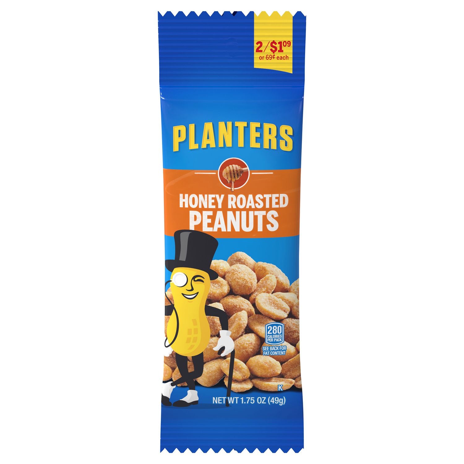 Planters Honey Roasted Peanuts, 1.75 oz Tubes, 18 Tubes/Box, 2 Boxes/Carton (60004059)