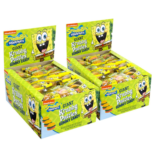 Nickelodeon SpongeBob Squarepants Giant Krabby Patties Gummy Candy, Fruity, 0.63 oz Packet, 36/Bag, 2/Carton (60004072)