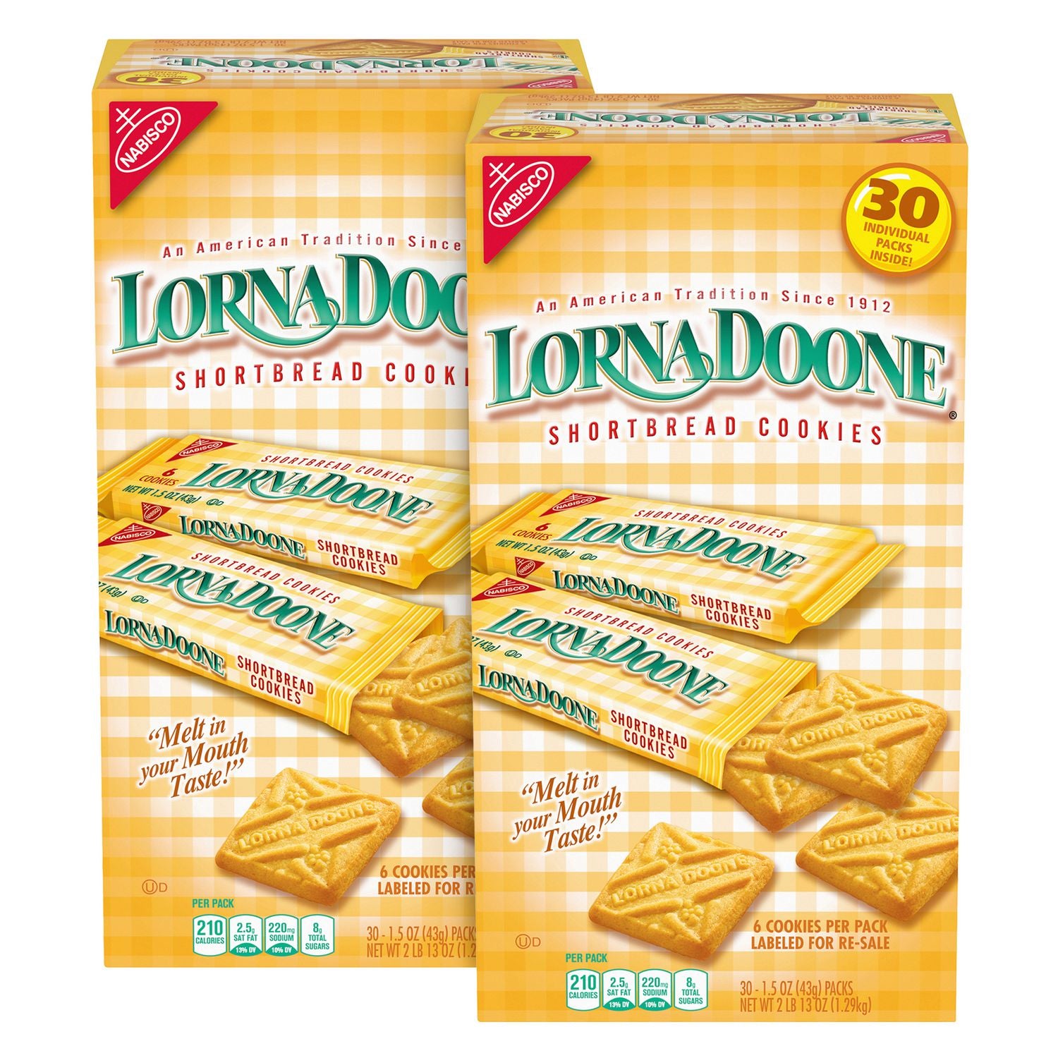 Nabisco Lorna Doone Shortbread Cookies, 1.5 oz Packet, 30/Box, 2 Boxes/Carton (60004093)