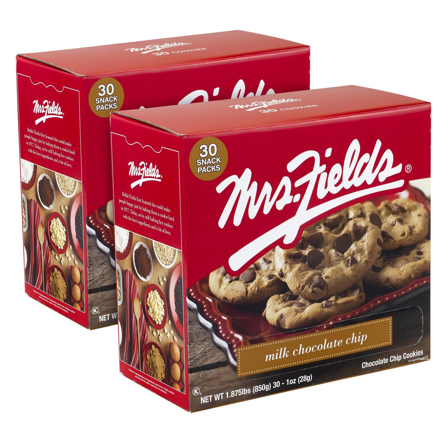 Mrs. Fields Cookies, Milk Chocolate Chip, 1 oz Individually Wrapped, 30/Box, 2 Boxes/Carton (60004080)