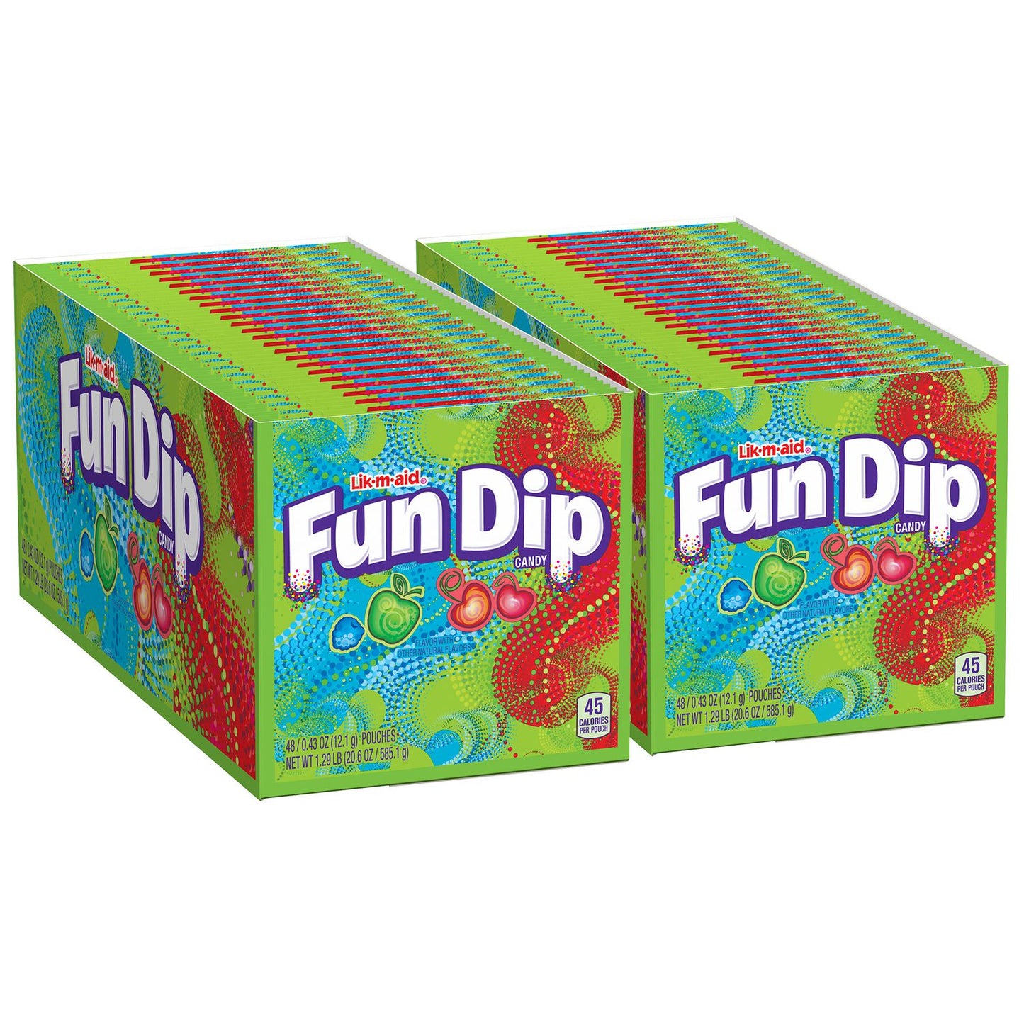 Lik-m-aid Fun Dip Candy, Assorted Flavors, 0.43 oz Pouch, 48/Box, 2 Boxes/Carton (60004068)