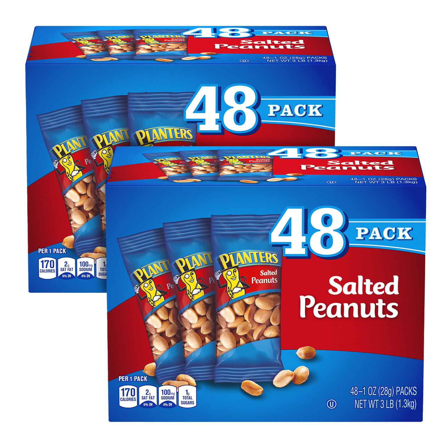 Planters Salted Peanuts, 1 oz Pouch, 48/Box, 2 Boxes/Carton (60004074)