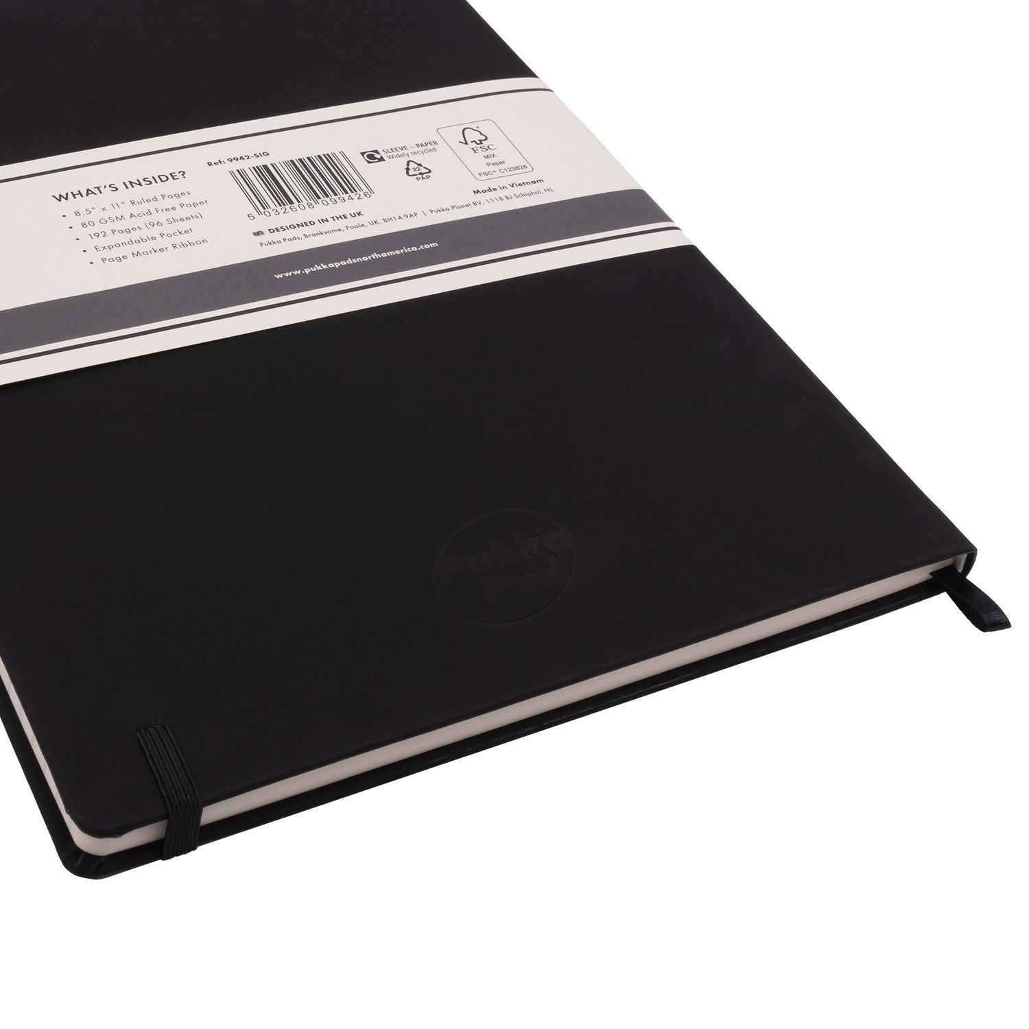 PUKKA PAD Soft Cover Notebook, College Rule, Black Cover, (96) 11 x 8.5 Sheets (9942SIG)