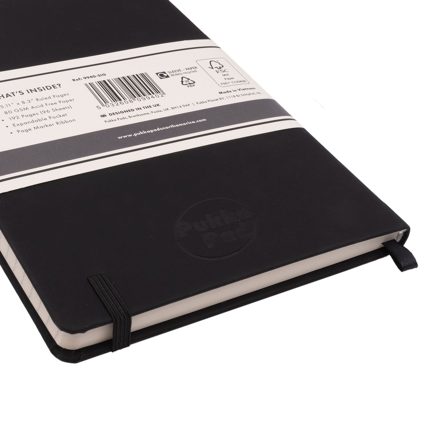 PUKKA PAD Soft Cover Notebook, College Rule, Black Cover, (96) 8.2 x 5.11 Sheets, 3/Pack (9940SIG3)