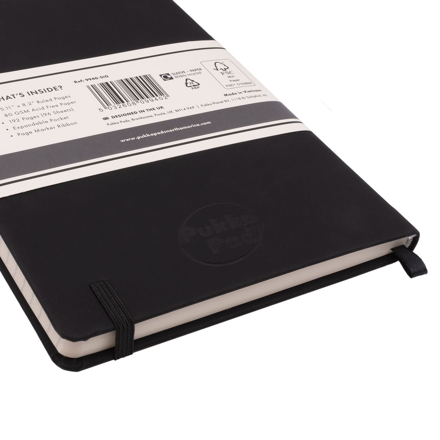 PUKKA PAD Soft Cover Notebook, College Rule, Black Cover, (96) 8.2 x 5.11 Sheets (9940SIG)