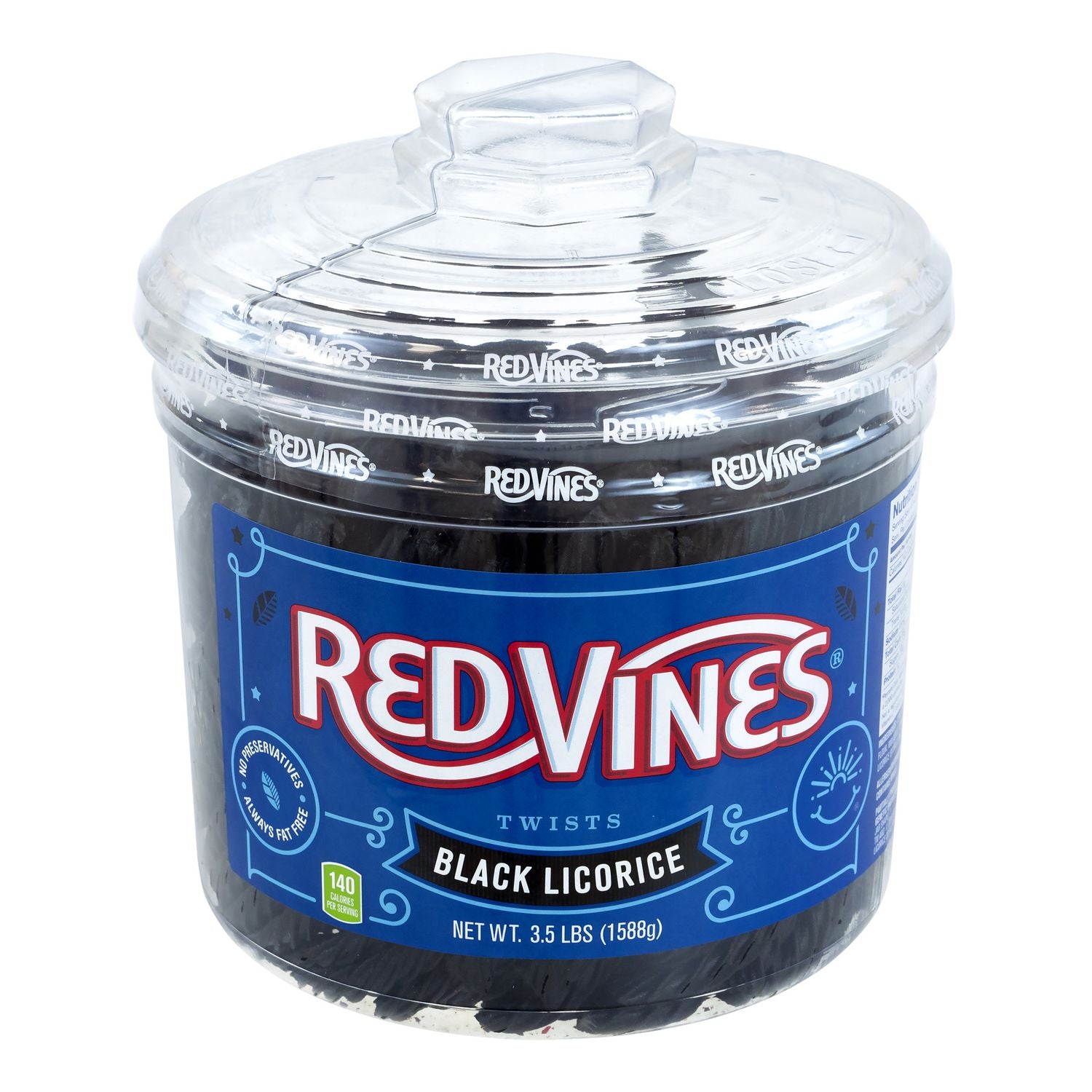 Red Vines Black Licorice Twists, 3.5 lb Jar, 2/Carton (60004084)