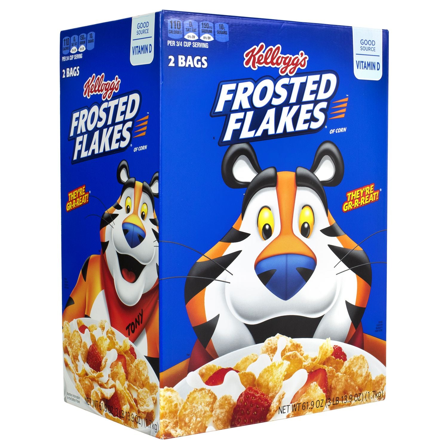 s Frosted Flakes Breakfast Cereal, 2 Bags/61.9 oz Box, 2 Boxes/Carton (60004075)