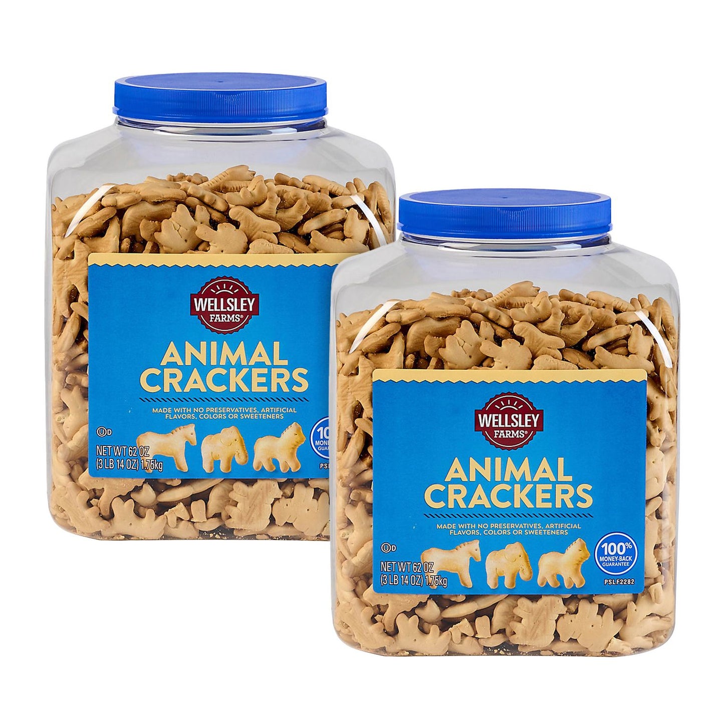 Wellsley Farms Animal Crackers, 62 oz Tub, 2/Carton (60004069)