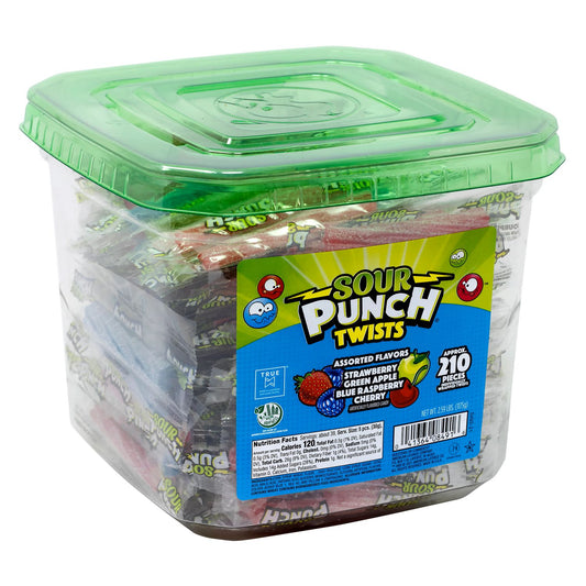 Sour Punch Twists, Variety, 2.59 lb Tub, Approx. 210 Pieces/Tub, 2 Tubs (60004078)