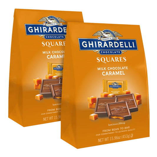 Ghirardelli Milk Chocolate and Caramel Chocolate Squares, 15.96 oz Bag, 2/Carton (60004071)