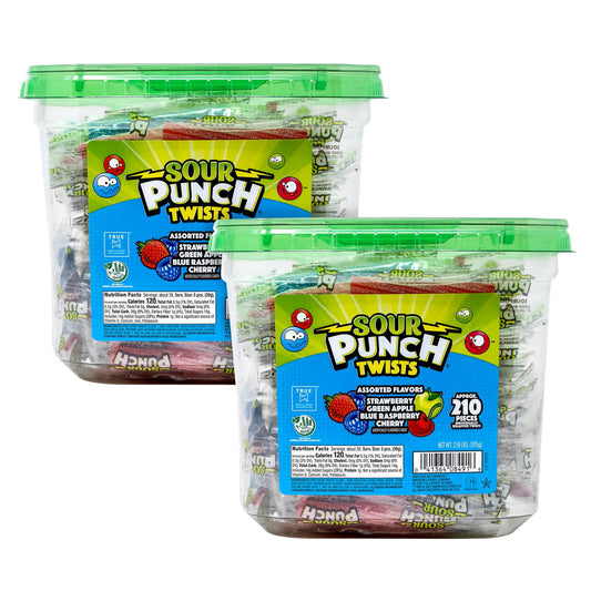 Sour Punch Twists, Variety, 2.59 lb Tub, Approx. 210 Pieces/Tub, 2 Tubs (60004078)