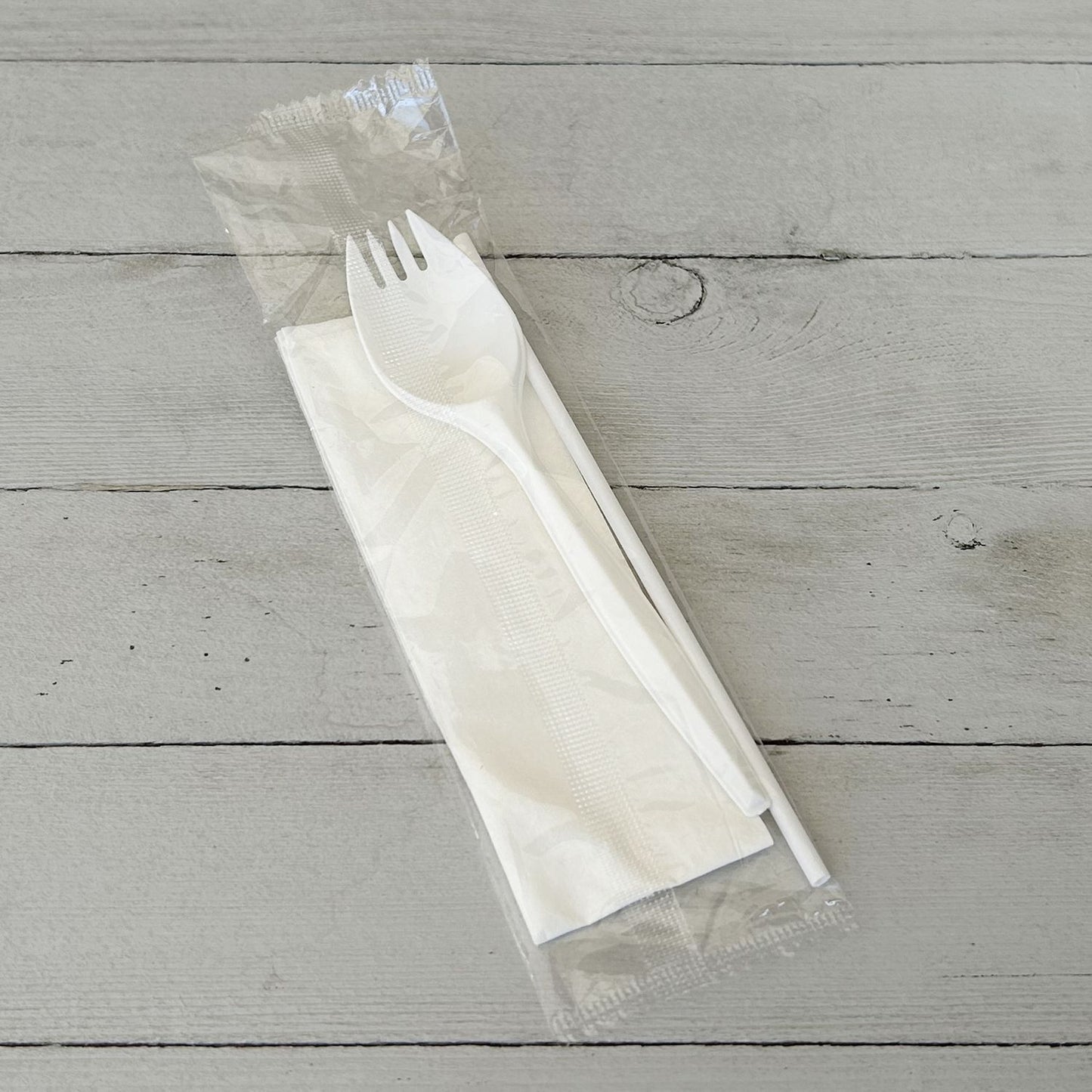 Boardwalk School Cutlery Kit, Napkin/Spork/Straw, White, 1,000/Carton (SCHOOLKITPP)