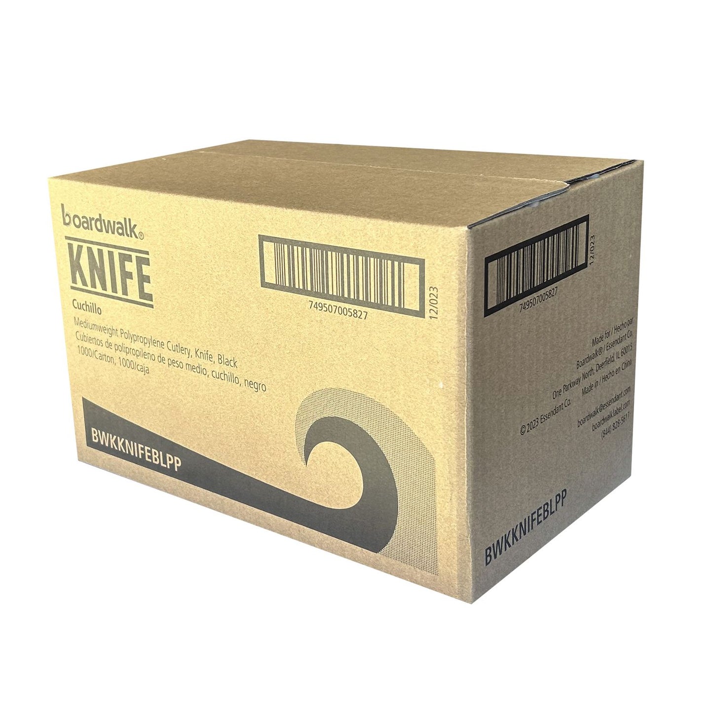 Boardwalk Mediumweight Polypropylene Cutlery, Knife, Black, 1,000/Carton (KNIFEBLPP)