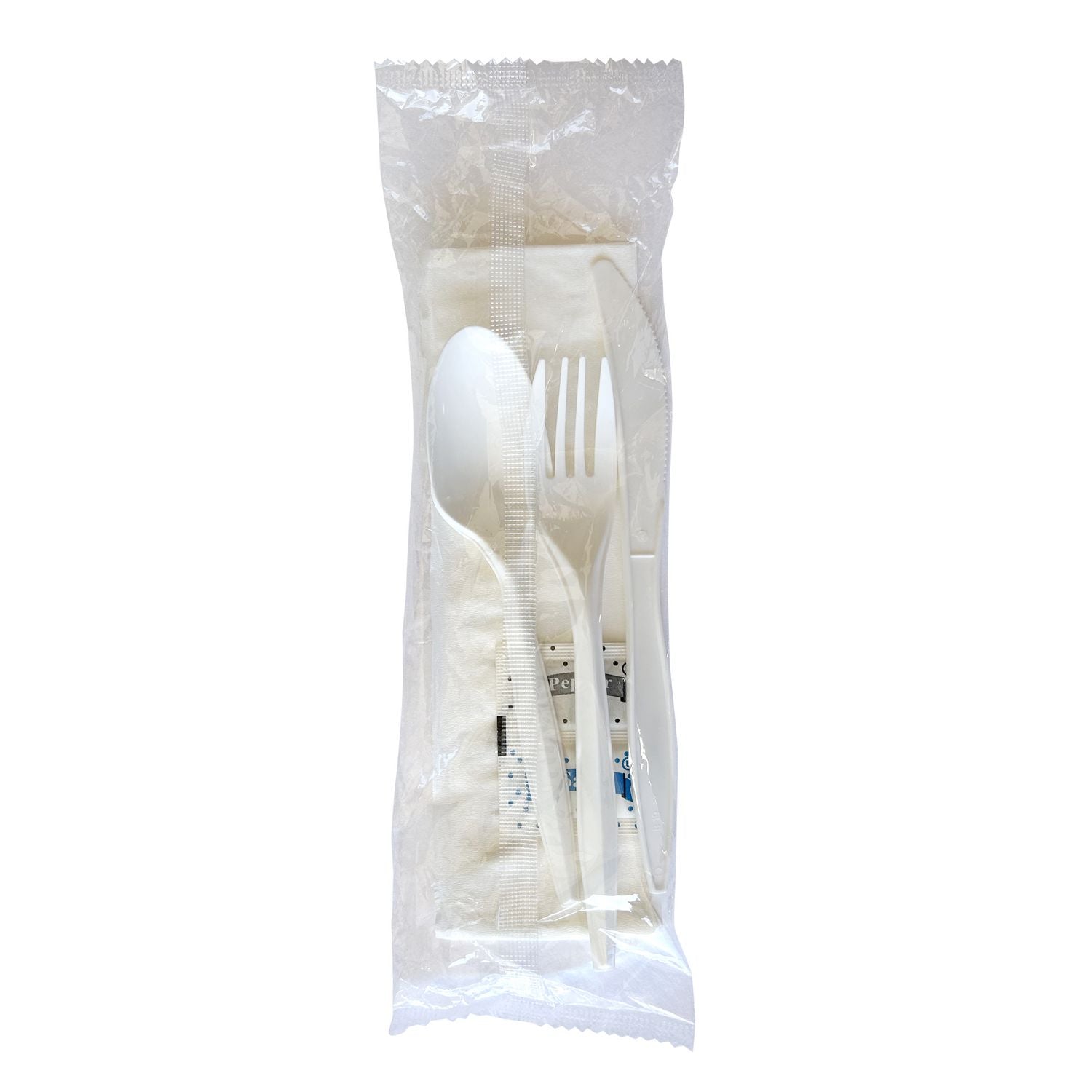 Boardwalk Six-Piece Cutlery Kit, Fork/Knife/Teaspoon/Napkin/Pepper/Salt, White, 1,000/Carton (6COMBOKITPP)