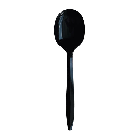 Boardwalk Mediumweight Wrapped Polypropylene Cutlery, Soup Spoon, Black, 1,000/Carton (SOUPBLPPIW)