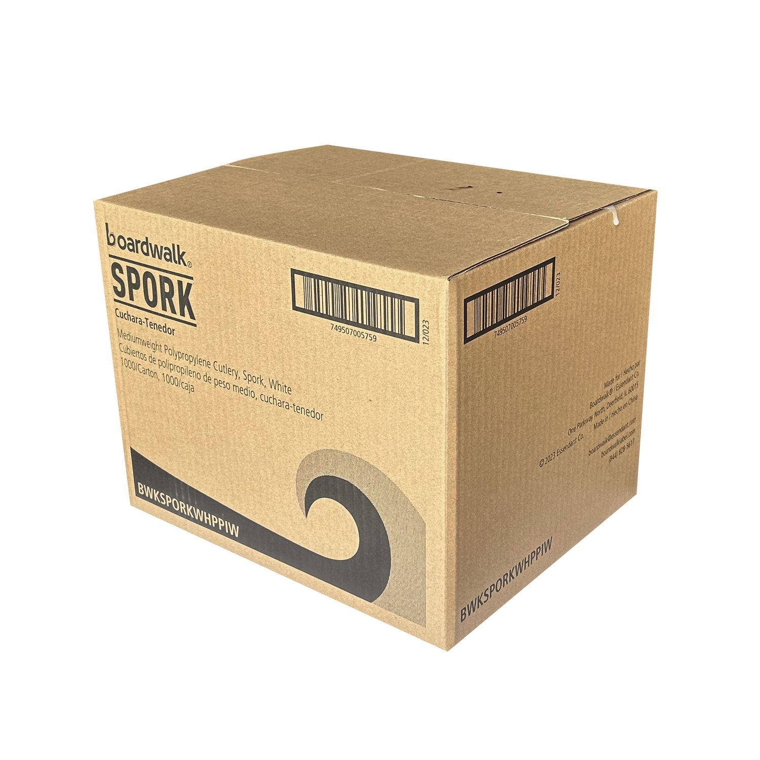 Boardwalk Mediumweight Wrapped Polypropylene Cutlery, Spork, White, 1,000/Carton (SPORKWHPPIW)
