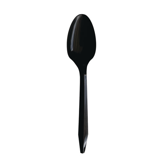 Boardwalk Mediumweight Polypropylene Cutlery, Teaspoon, Black, 1,000/Carton (SPOONBLPPIW)