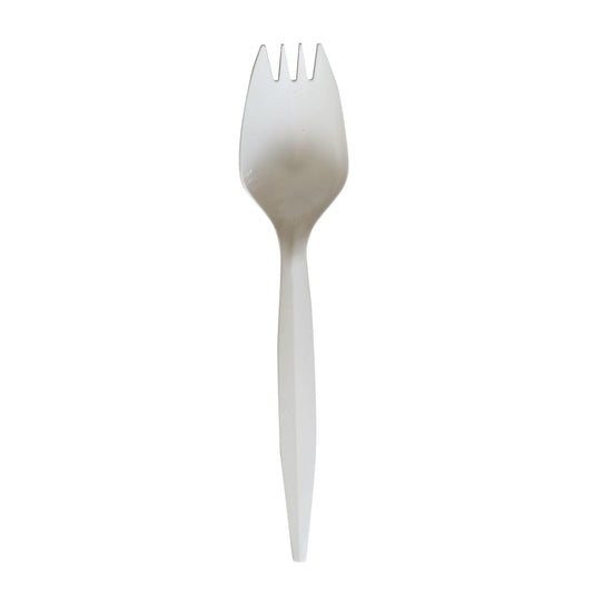 Boardwalk Mediumweight Wrapped Polypropylene Cutlery, Spork, White, 1,000/Carton (SPORKWHPPIW)