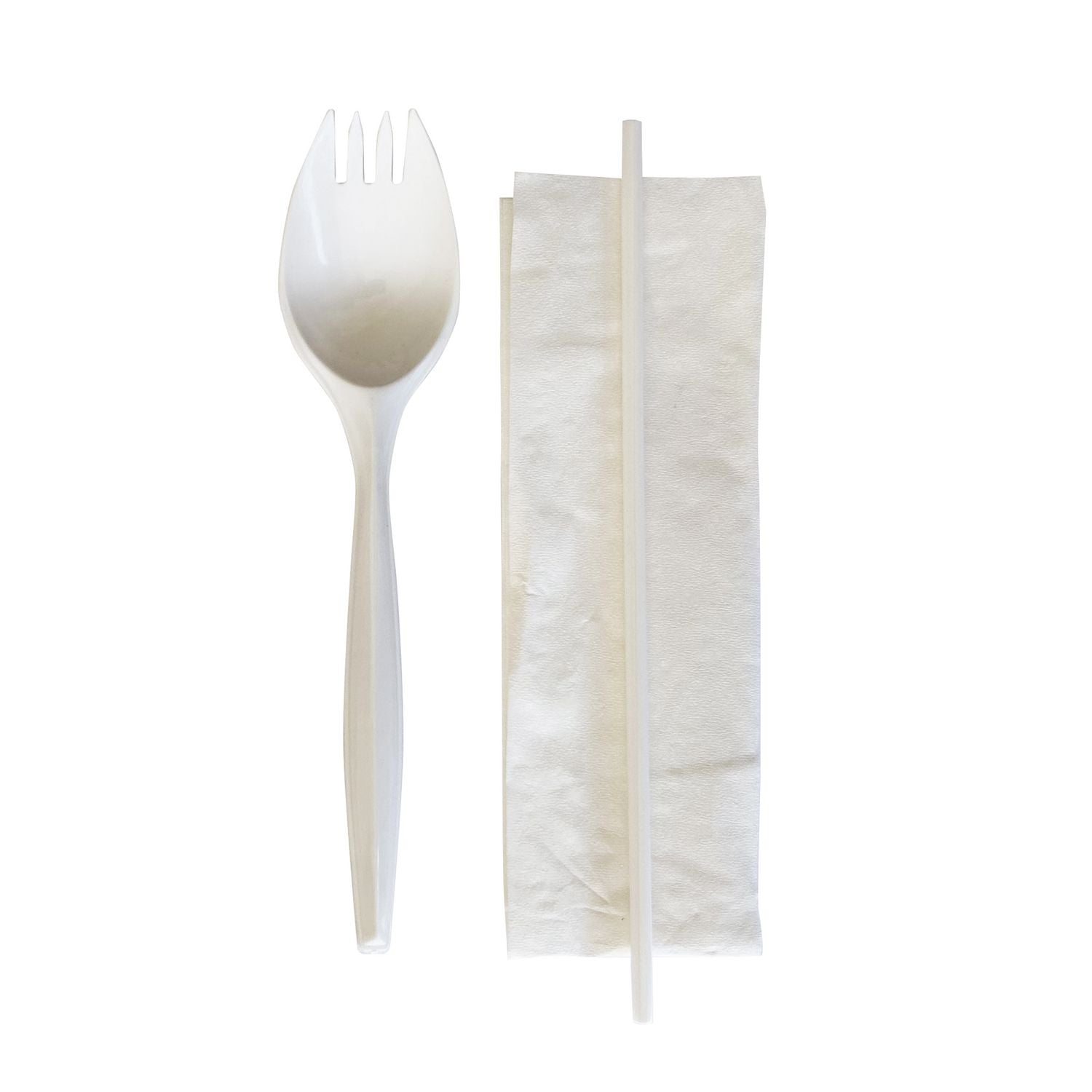 Boardwalk School Cutlery Kit, Napkin/Spork/Straw, White, 1,000/Carton (SCHOOLKITPP)