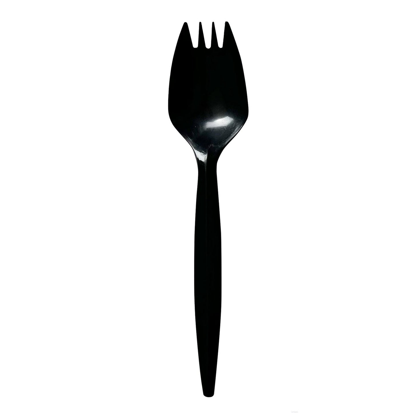 Boardwalk Mediumweight Wrapped Polypropylene Cutlery, Spork, Black, 1,000/Carton (SPORKBLPPIW)