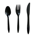 Boardwalk Three-Piece Cutlery Kit, Fork/Knife/Teaspoon, Polystyrene, Black, 250/Carton (3KITBLPS)