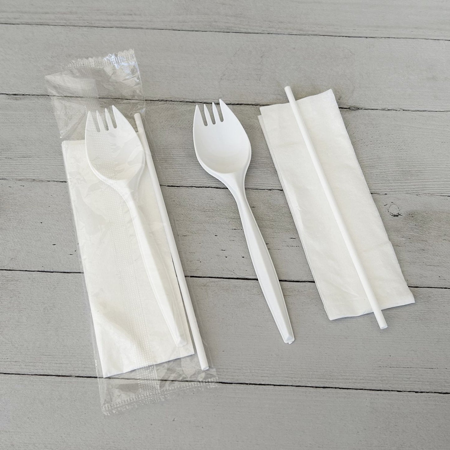 Boardwalk School Cutlery Kit, Napkin/Spork/Straw, White, 1,000/Carton (SCHOOLKITPP)