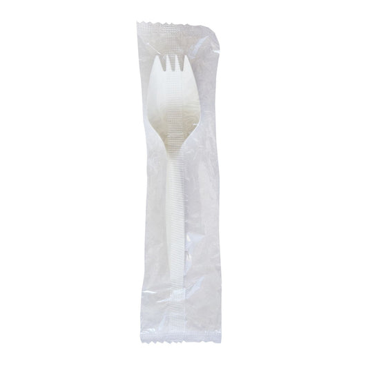 Boardwalk Mediumweight Wrapped Polypropylene Cutlery, Spork, White, 1,000/Carton (SPORKWHPPIW)