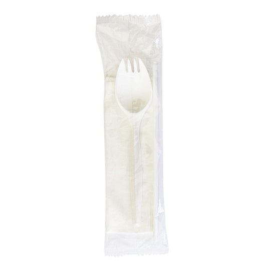 Boardwalk School Cutlery Kit, Napkin/Spork/Straw, White, 1,000/Carton (SCHOOLKITPP)