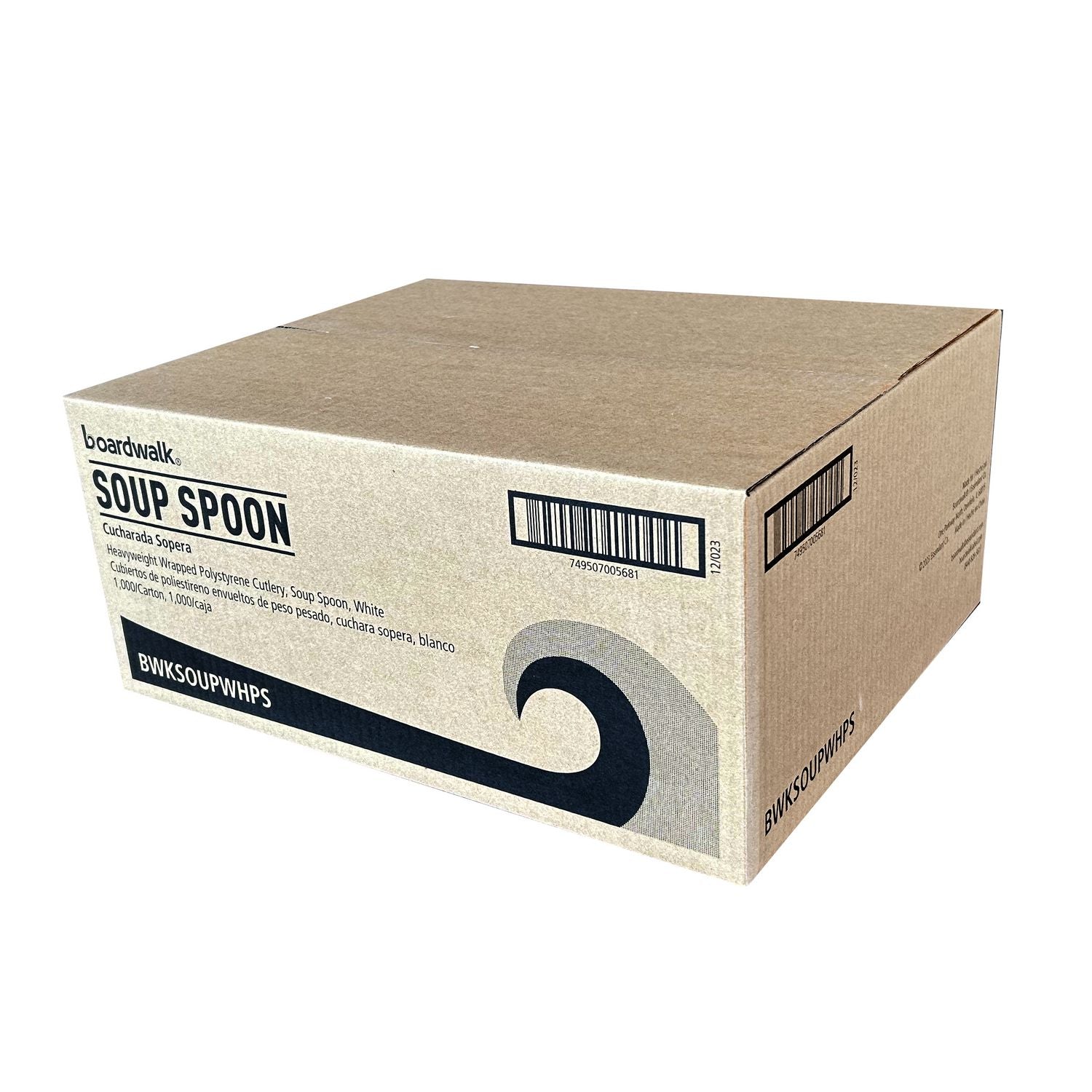 Boardwalk Heavyweight Wrapped Polystyrene Cutlery, Soup Spoon, White, 1,000/Carton (SOUPWHPS)