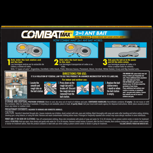 Combat Max 2-in-1 Ant Bait, 4/Pack, 8 Packs/Carton (07172)