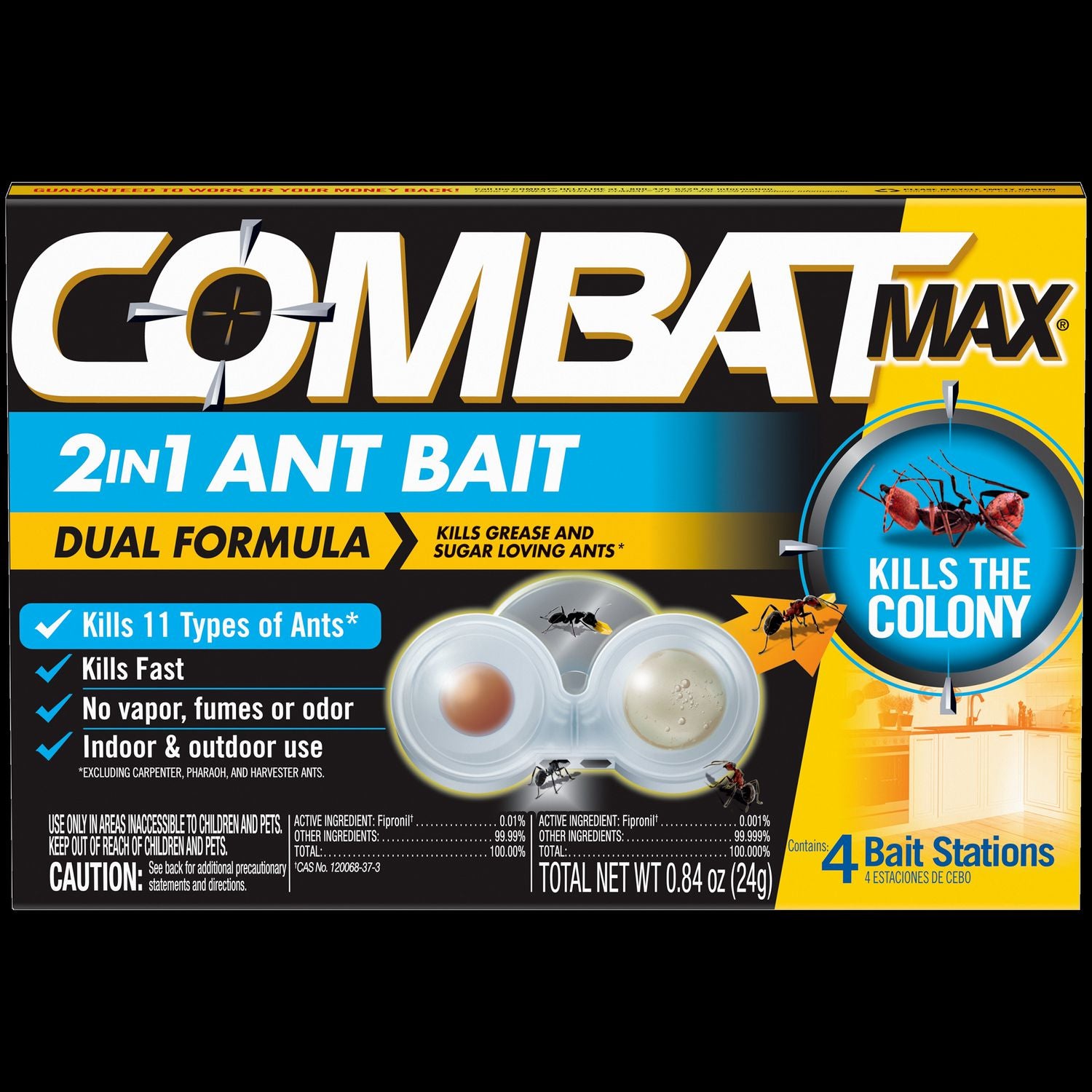 Combat Max 2-in-1 Ant Bait, 4/Pack, 8 Packs/Carton (07172)