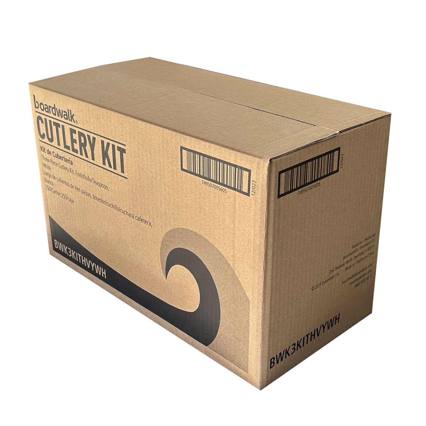 Boardwalk Three-Piece Cutlery Kit, Fork/Knife/Teaspoon, Heavyweight, Black, 250/Carton (3KITHVYBL)