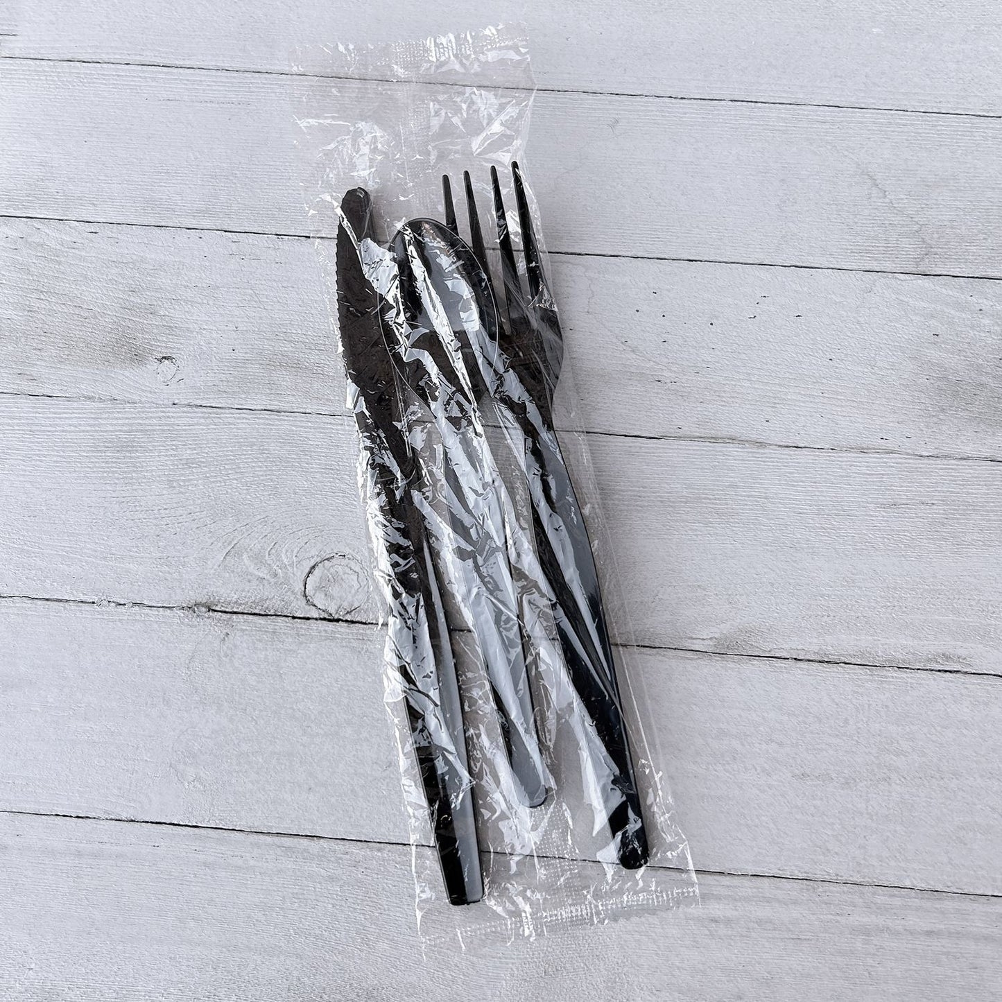 Boardwalk Three-Piece Cutlery Kit, Fork/Knife/Teaspoon, Heavyweight, Black, 250/Carton (3KITHVYBL)