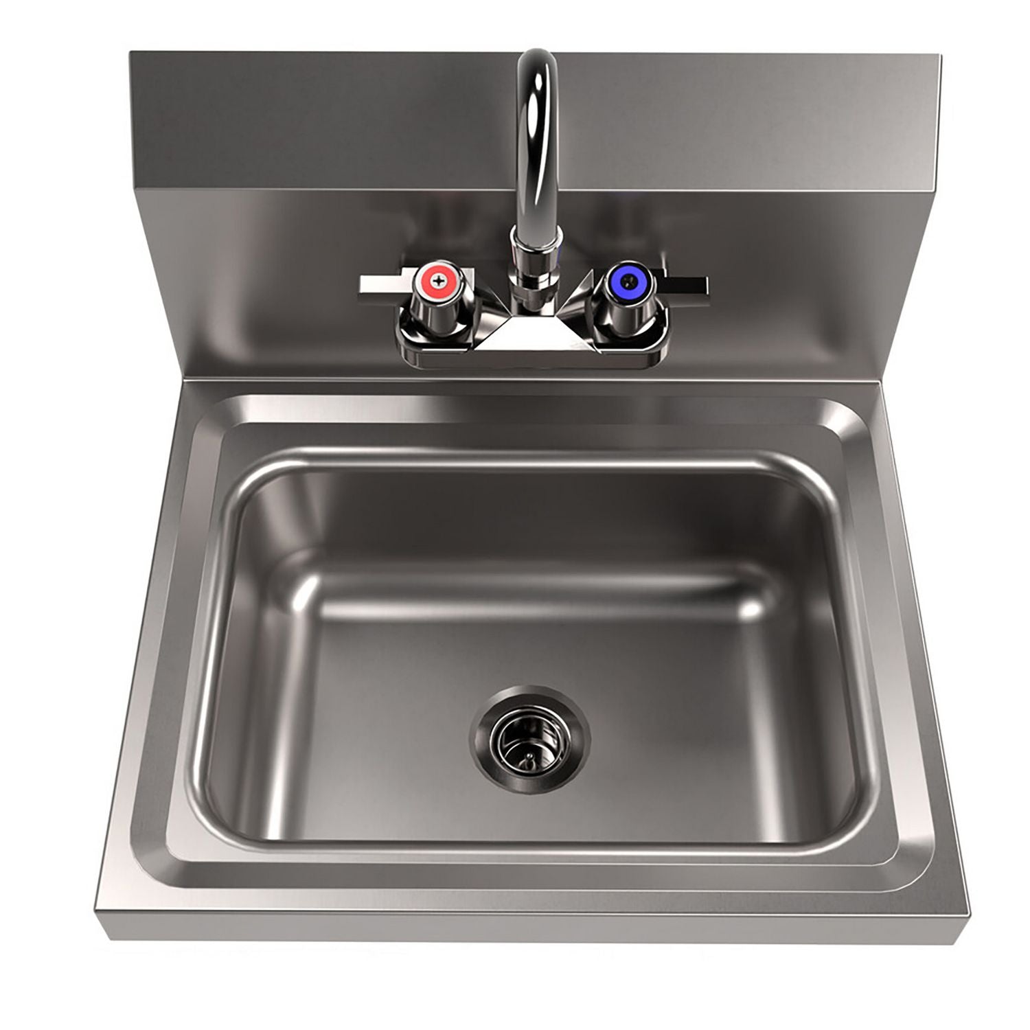 BK Resources Stainless Steel Hand Sink with Faucet, 14" l x 10" w x 5" d (BKHSW1410PG)